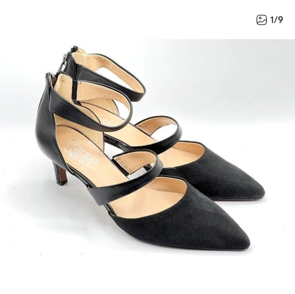 Franco Sarto Black Strappy L-Davey Heel, Size 9 - Picture 1 of 5
